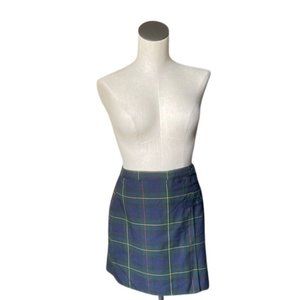 Vintage School Girl Green Plaid Mini-Skirt Kawaii Anime Cosplay Skirt Small
